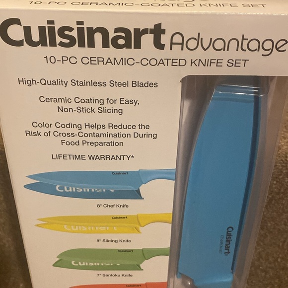 🩵💚🩷💛🧡NWT Cuisinart Advantage 10PC Ceramic Coated Knife Set - Picture 4 of 10